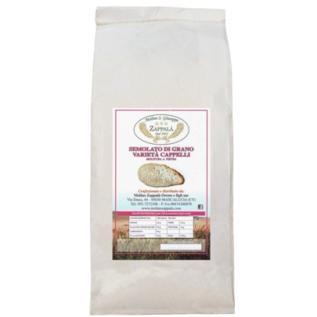 1Kg Semolato  (Molitura a Pietra) di Grano varietà Cappelli  "Molino Zappalà"