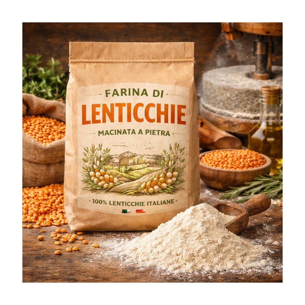 1 Kg Farina di Lenticchie Italiane (molitura a pietra)