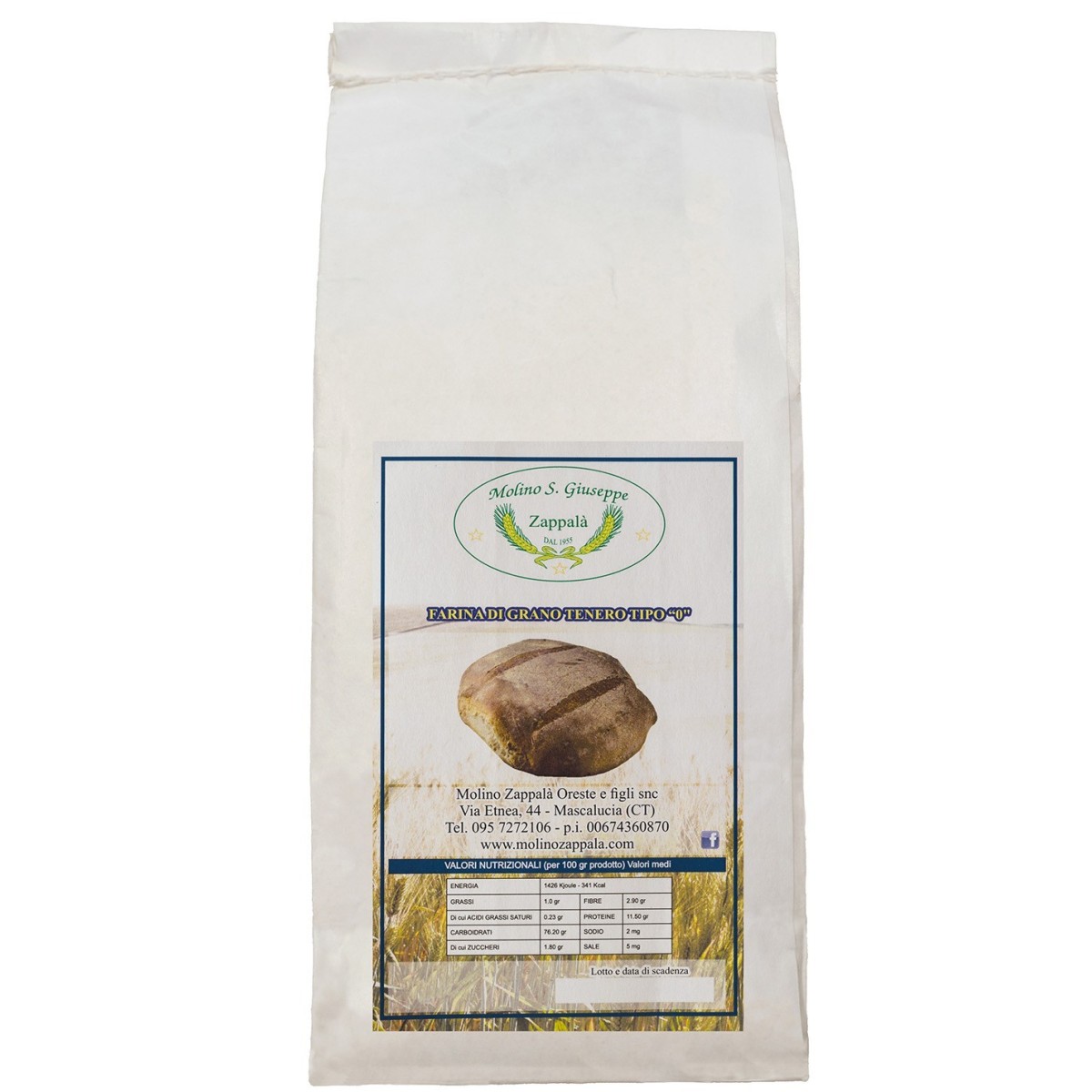 5 kg Farina tipo 0 di grano tenero -MOLINO ZAPPALA'