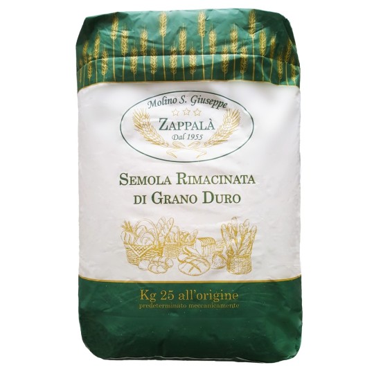 25 Kg Semola rimacinata di grano duro siciliano -MOLINO ZAPPALA'