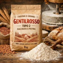 25Kg Farina di Grano tenero  tipo 2 "Varietà Gentilrosso"  (molitura a pietra)
